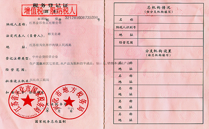 税务登记证副本